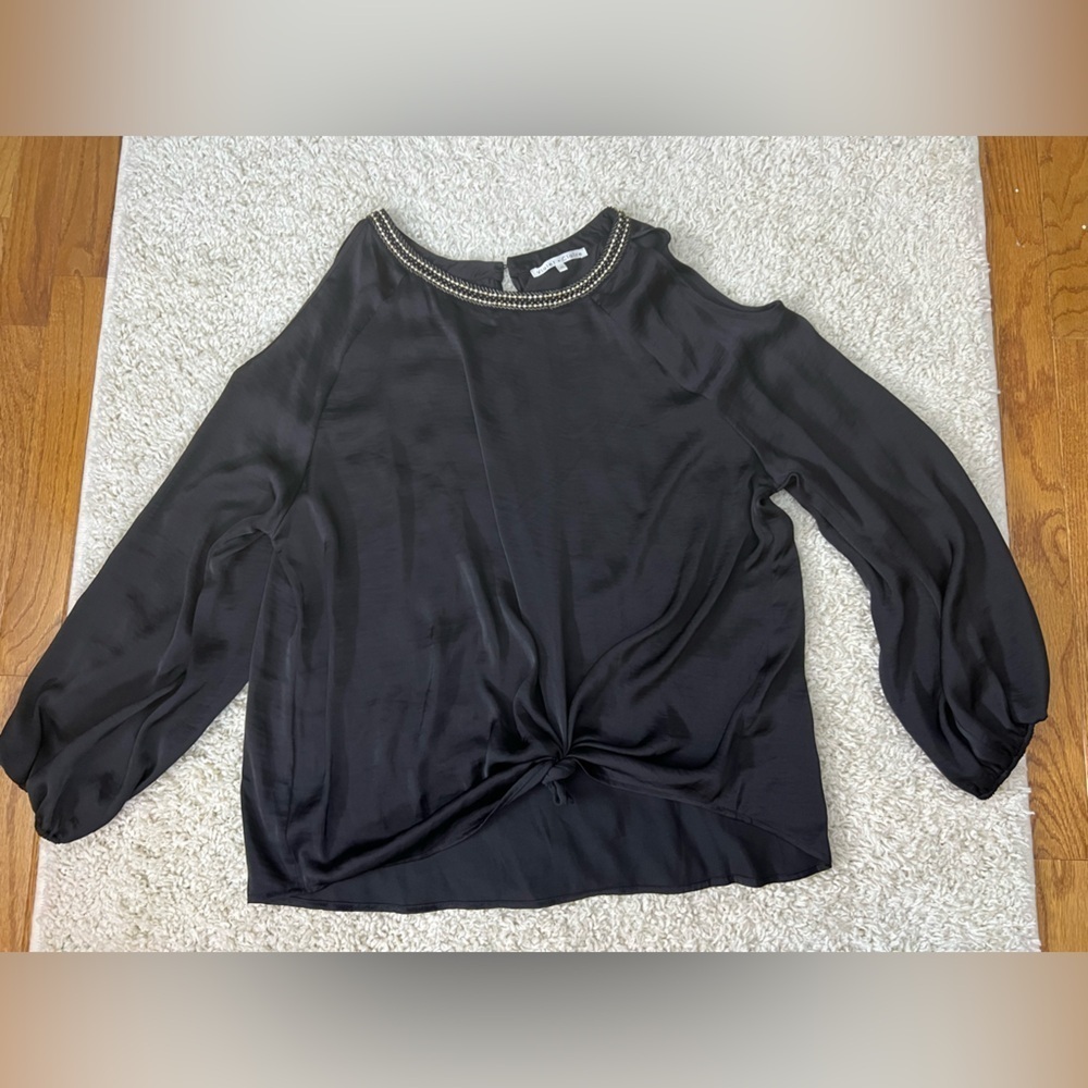 Women’s XL Black Long Sleeve Blouse with Open Shoulder